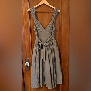 Tracy Reese Front Tie Taupe Brown Wool Blend Party Dress Tulle Light Weight 6